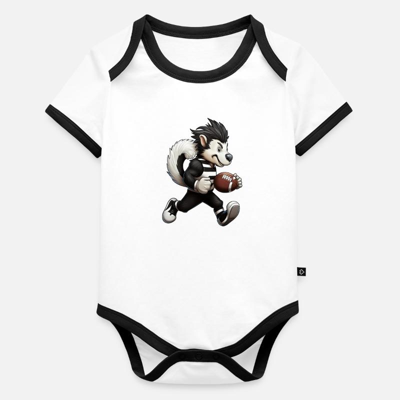 Mouffettes Rugby Body Bébé bio contrasté manches courtes