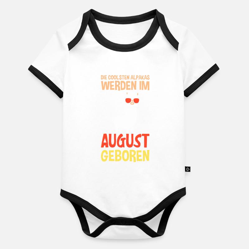 August Geburtstag Alpaka Spruch Lustig Baby Bio-Kurzarm-Kontrastbody