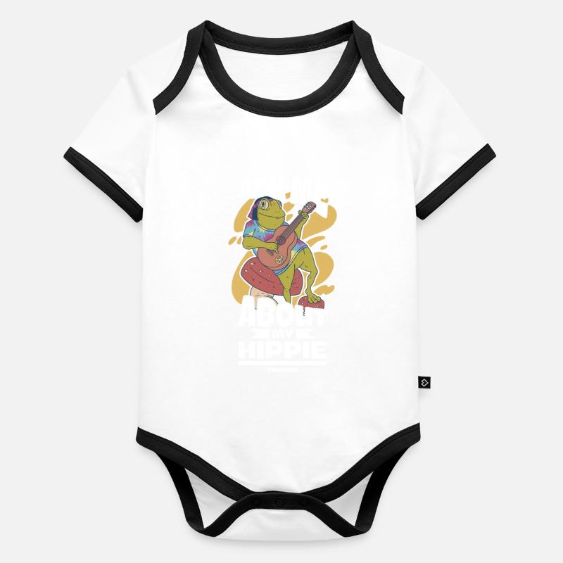 Hippe Frosch Geschenk Geschenkidee Baby Bio-Kurzarm-Kontrastbody