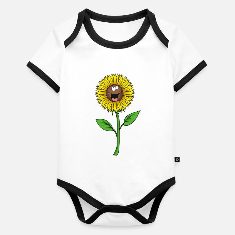 Tournesol visage amical mignon Body Bébé bio contrasté manches courtes