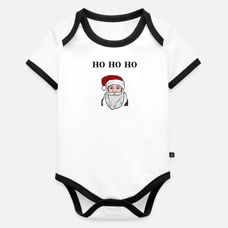 Santa Hohoho Idée cadeau Père Noël Saint-Nicolas Body Bébé bio contrasté manches courtes