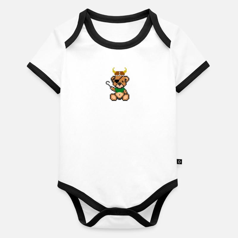Pixel MiniBear Viking Body Bébé bio contrasté manches courtes