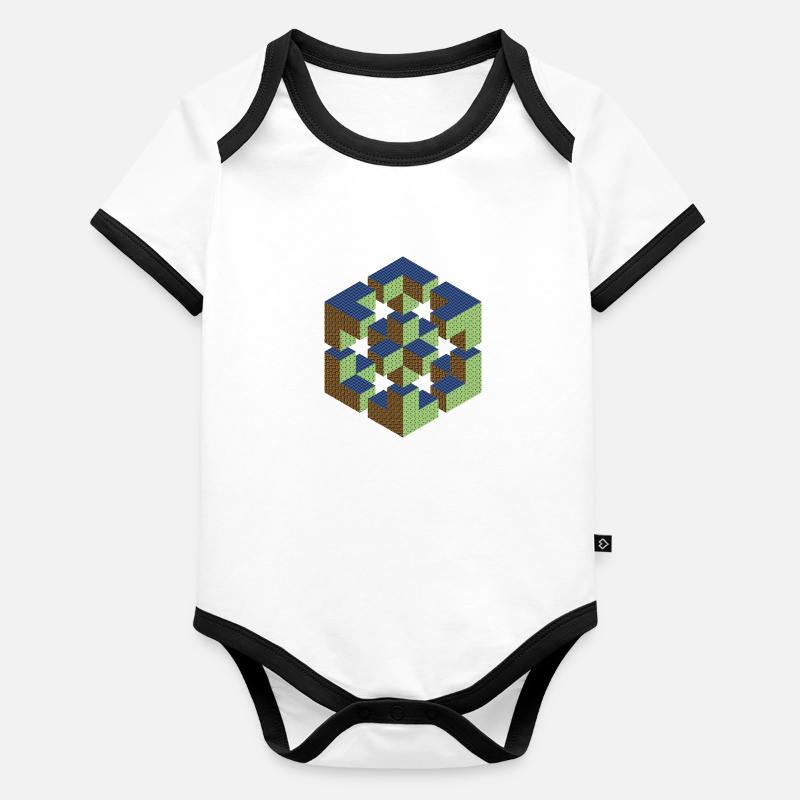 Figure impossible imagination géométrie cube Escher Body Bébé bio contrasté manches courtes