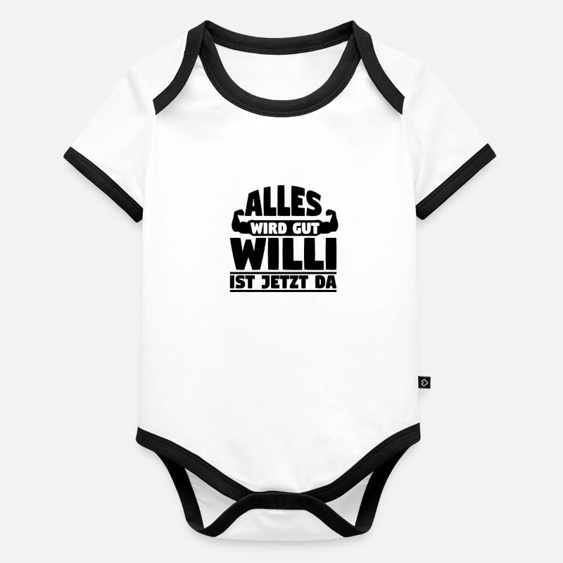 Alles wird gut Willi ist jetzt da Baby Bio-Kurzarm-Kontrastbody