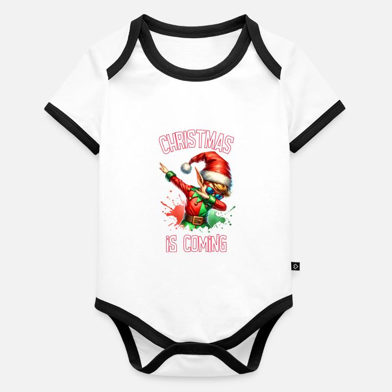 Noël approche à grands pas : Joyeux Noël Body Bébé bio contrasté manches courtes