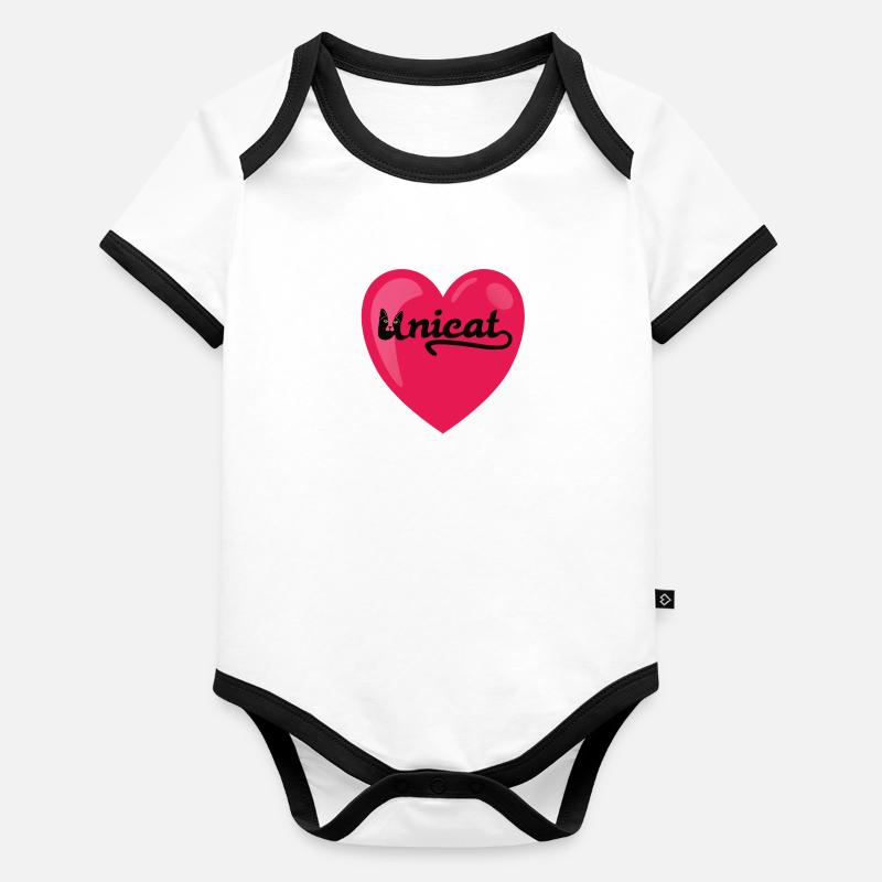 Unicat coeur chat une conception unique d'amant. Body Bébé bio contrasté manches courtes