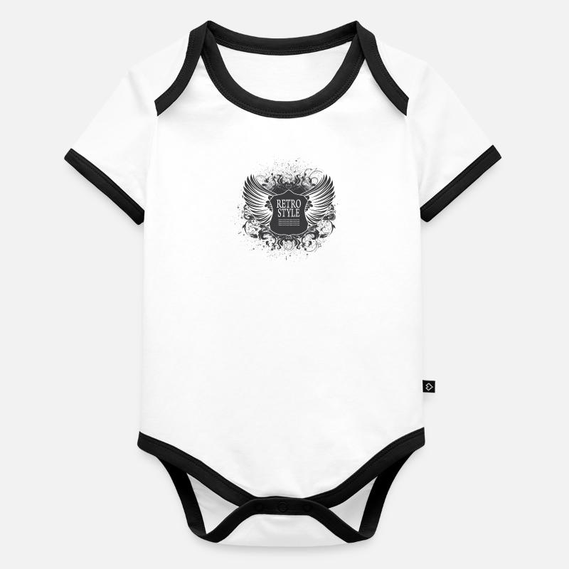 design logo les ailes retro style Body Bébé bio contrasté manches courtes