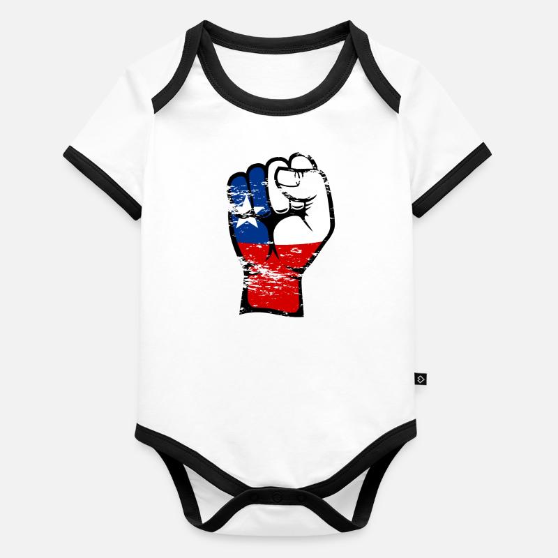 Drapeau du Chili poing icône de main utilisée Body Bébé bio contrasté manches courtes