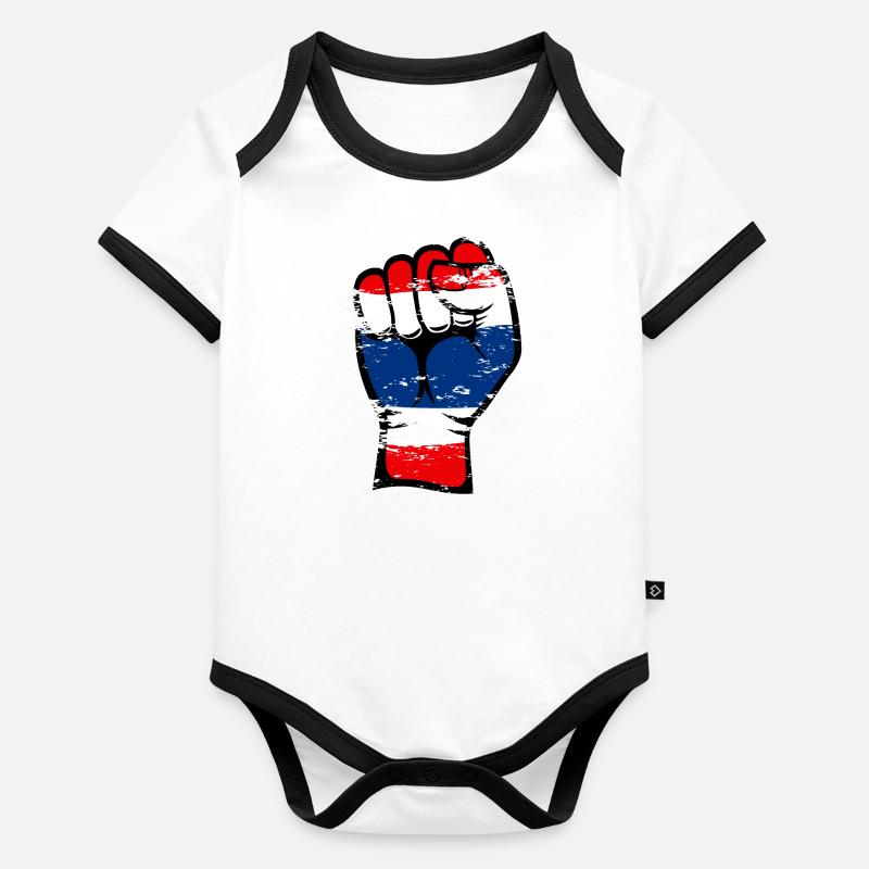 Icône de main de poing du drapeau de la Thaïlande utilisée Body Bébé bio contrasté manches courtes