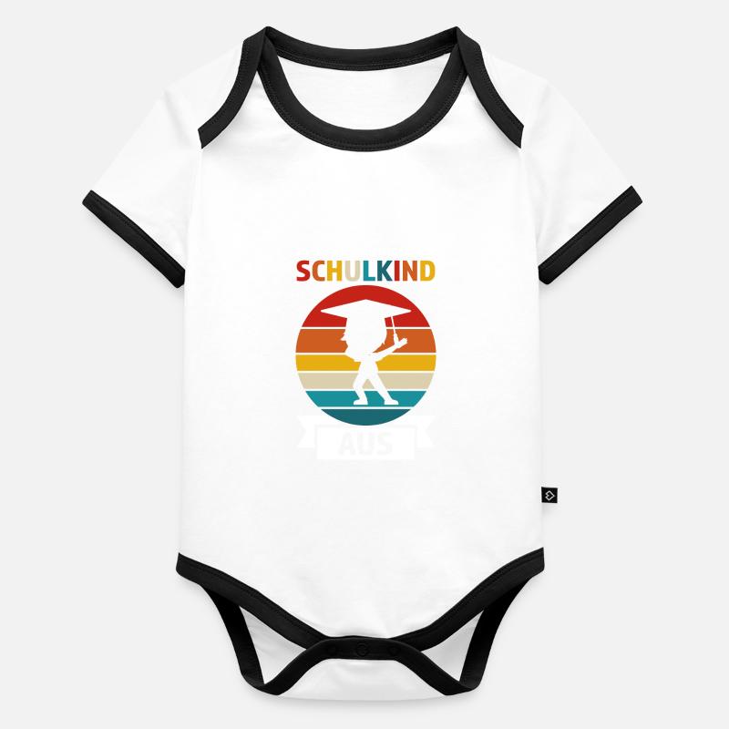 Schulkind Anfang Einschulung Geschenk Baby Bio-Kurzarm-Kontrastbody