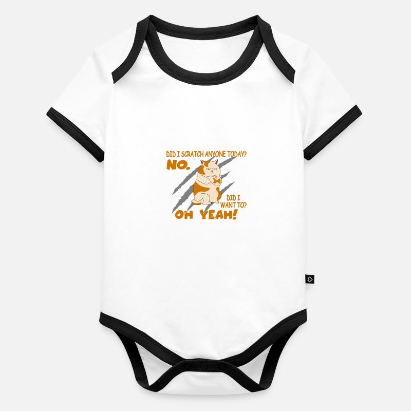 Sarcastic Funny Cat Scratched Today Cat Baby Bio-Kurzarm-Kontrastbody