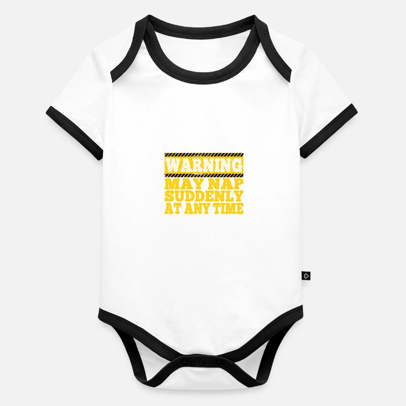 Papa Warning May Nap Suddenly At Any Time Funny Baby Bio-Kurzarm-Kontrastbody