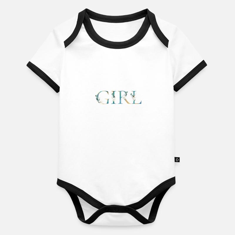 C’est une fille! Personnalisable - Body Bébé bio contrasté manches courtes - undefined