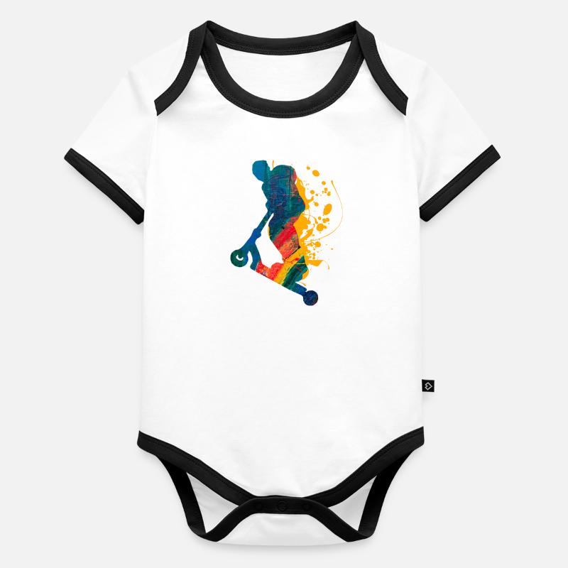 Trottinette Body Bébé bio contrasté manches courtes