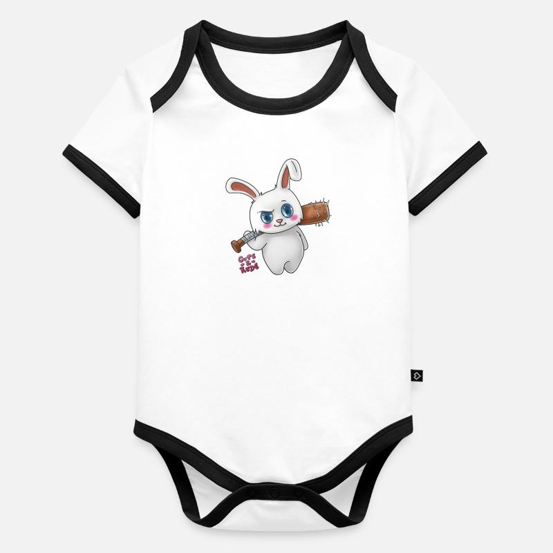 Bunny menace - mignon et grossier Body Bébé bio contrasté manches courtes