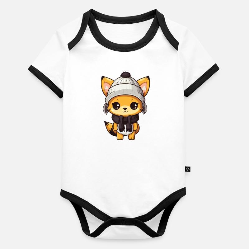 Fox Winter Comic Organic Baby Contrasting Bodysuit