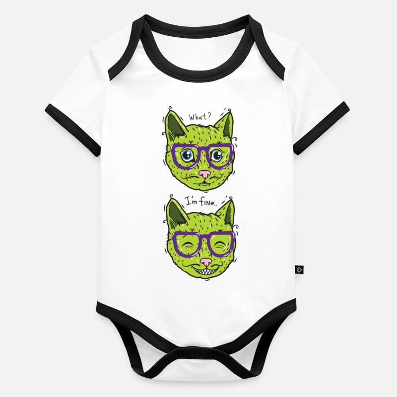 chat végétalien se sent bien Body Bébé bio contrasté manches courtes