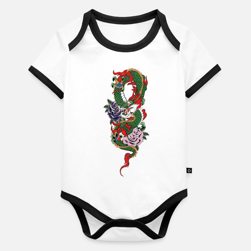 Drachen Baby Bio-Kurzarm-Kontrastbody