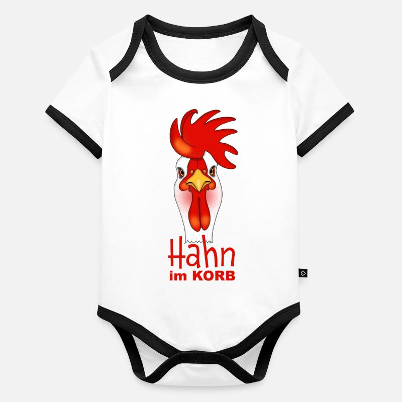 Coq dans le panier Body Bébé bio contrasté manches courtes