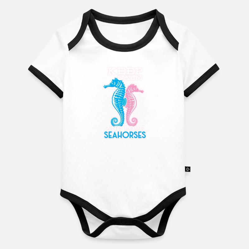 Hippocampe Body Bébé bio contrasté manches courtes