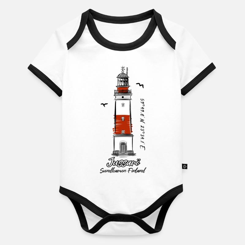 JUSSARÖ LIGHTHOUSE Textiles marins et cadeaux Body Bébé bio contrasté manches courtes