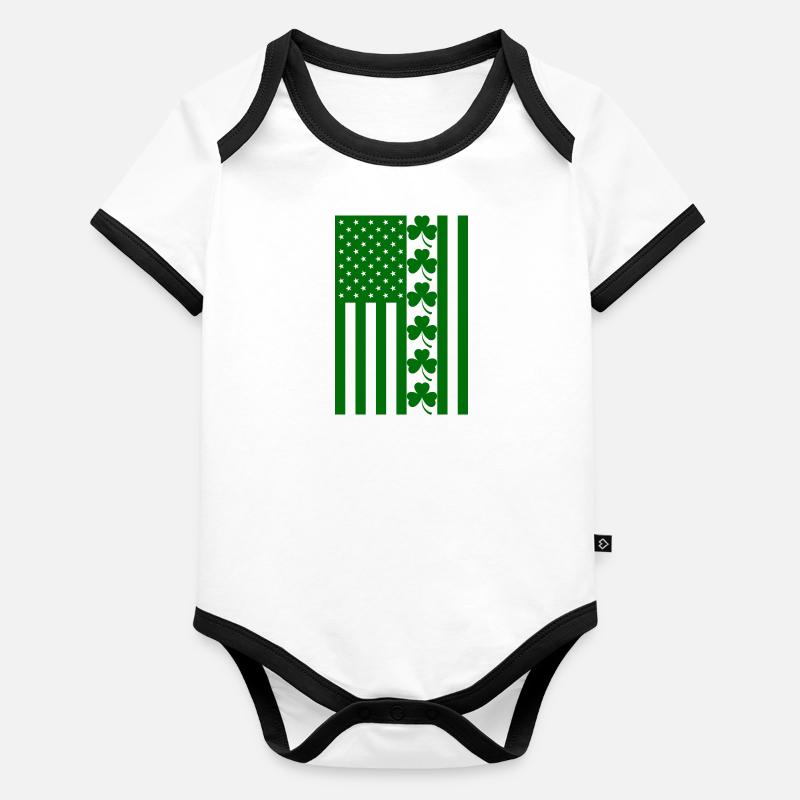 Drapeau américain de la Saint-Patrick Body Bébé bio contrasté manches courtes