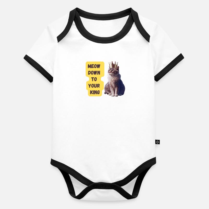Meow Down To Your King Art Print Organic Baby Contrasting Bodysuit