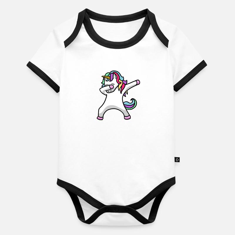 Dabbing unicorn Einhorn Geschenk Baby Bio-Kurzarm-Kontrastbody