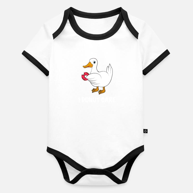 Ente mit Donut Spruch Baby Bio-Kurzarm-Kontrastbody