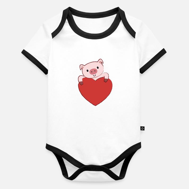 L’amour du cochon Body Bébé bio contrasté manches courtes