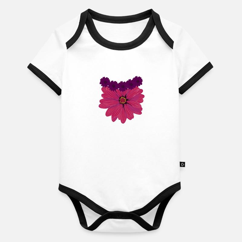 fleurs,abstrait,floral, graffiti,peinture, fleur Body Bébé bio contrasté manches courtes