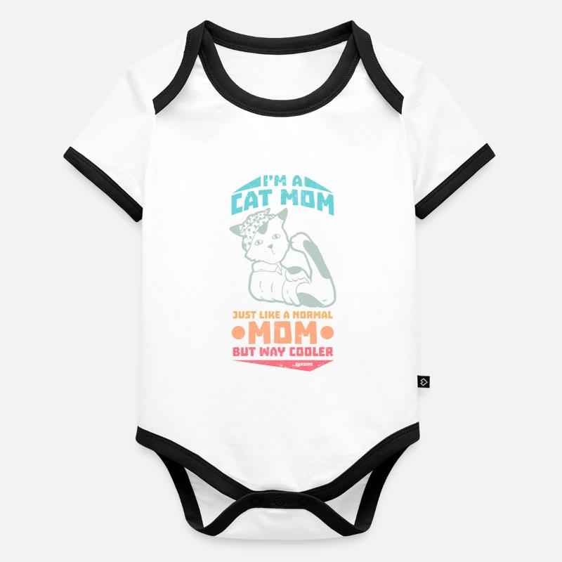 meilleur chat maman chat dame propriétaire de chat Geschen Body Bébé bio contrasté manches courtes