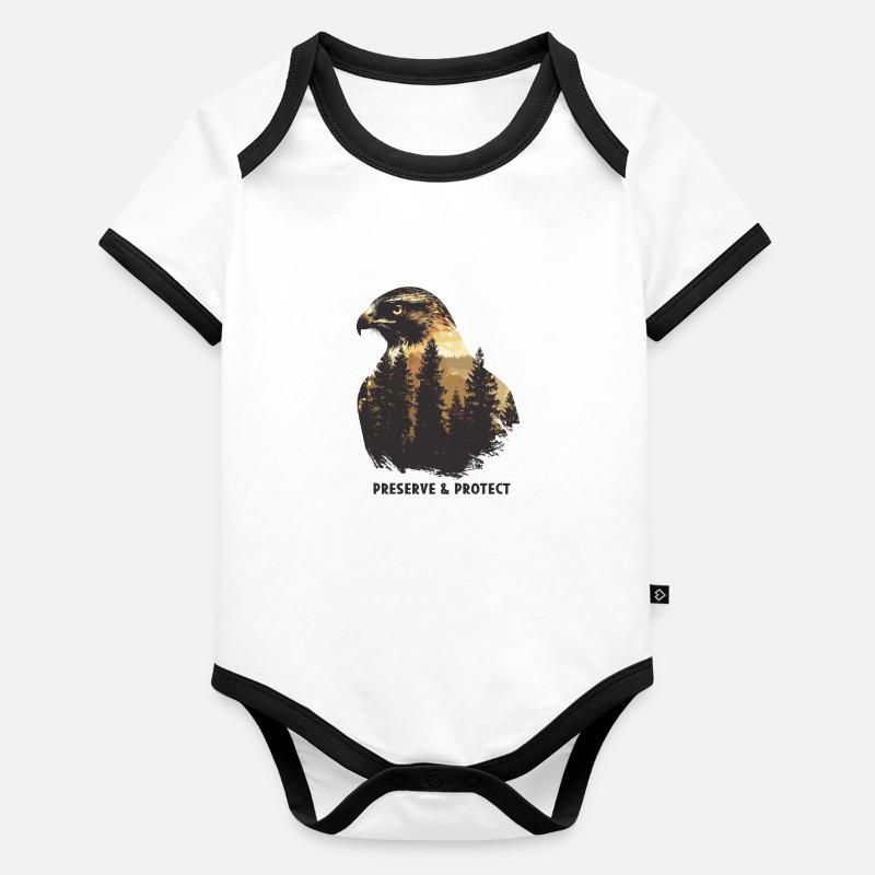 Préserver et protéger le pygargue à tête blanche Aigle Oiseau Body Bébé bio contrasté manches courtes