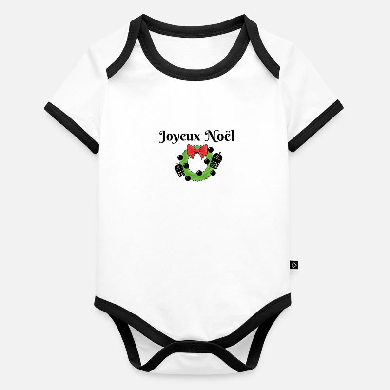 Joyeux Noel, bubble tea Body Bébé bio contrasté manches courtes
