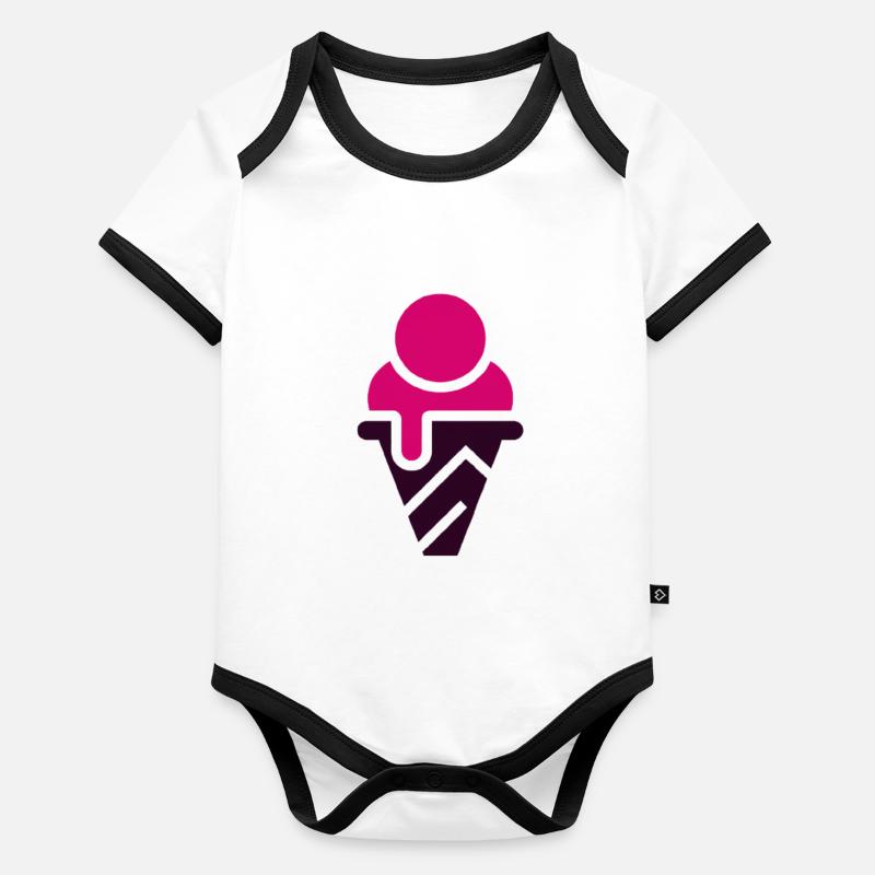 Eis Eiscreme Eiswaffel Geschenkidee Himbeereis Baby Bio-Kurzarm-Kontrastbody