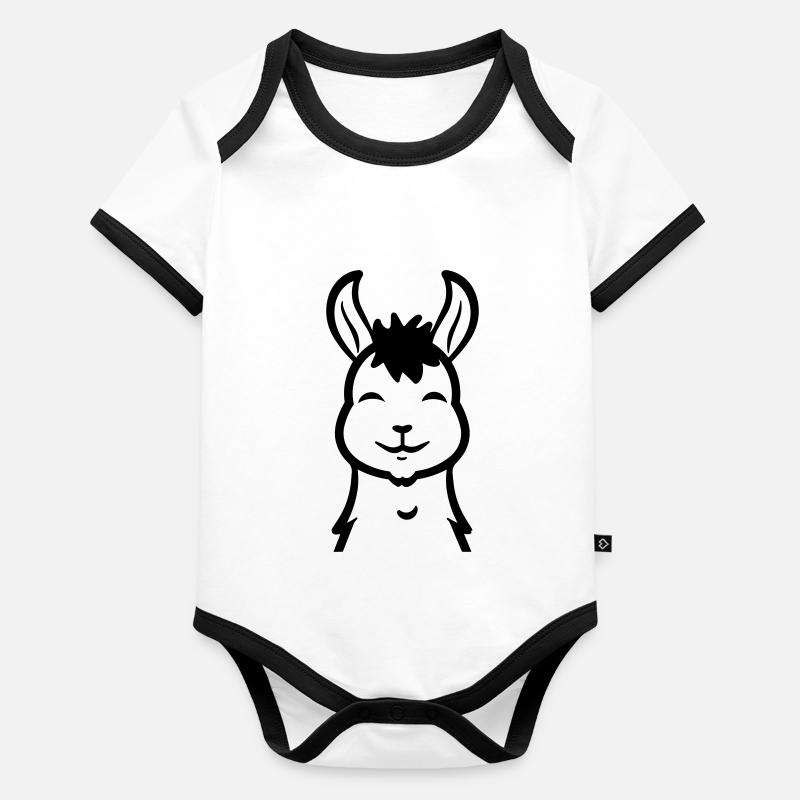 Alpaka-Mingon-Lama Baby Bio-Kurzarm-Kontrastbody