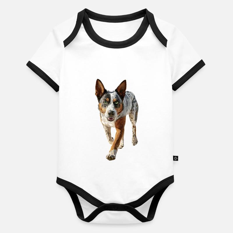Australischer Treibhund Baby Bio-Kurzarm-Kontrastbody
