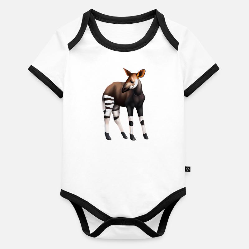 Süßes Okapi Baby Bio-Kurzarm-Kontrastbody