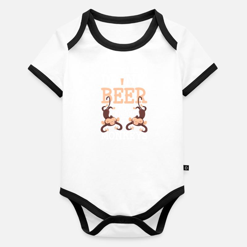 Monkey Chimpanzee Colorful Silly Organic Baby Contrasting Bodysuit