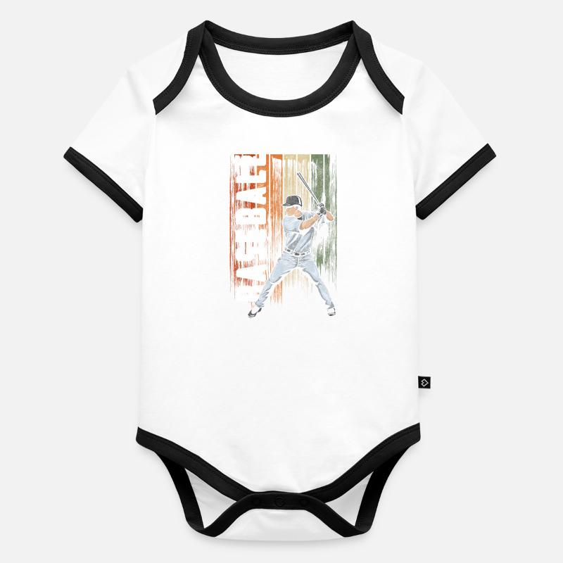 Baseball Ball Player Pitching Organic Baby Contrasting Bodysuit