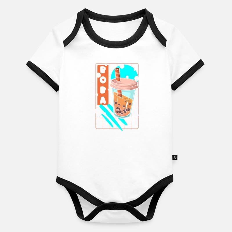 Boba Tapioka Body Bébé bio contrasté manches courtes