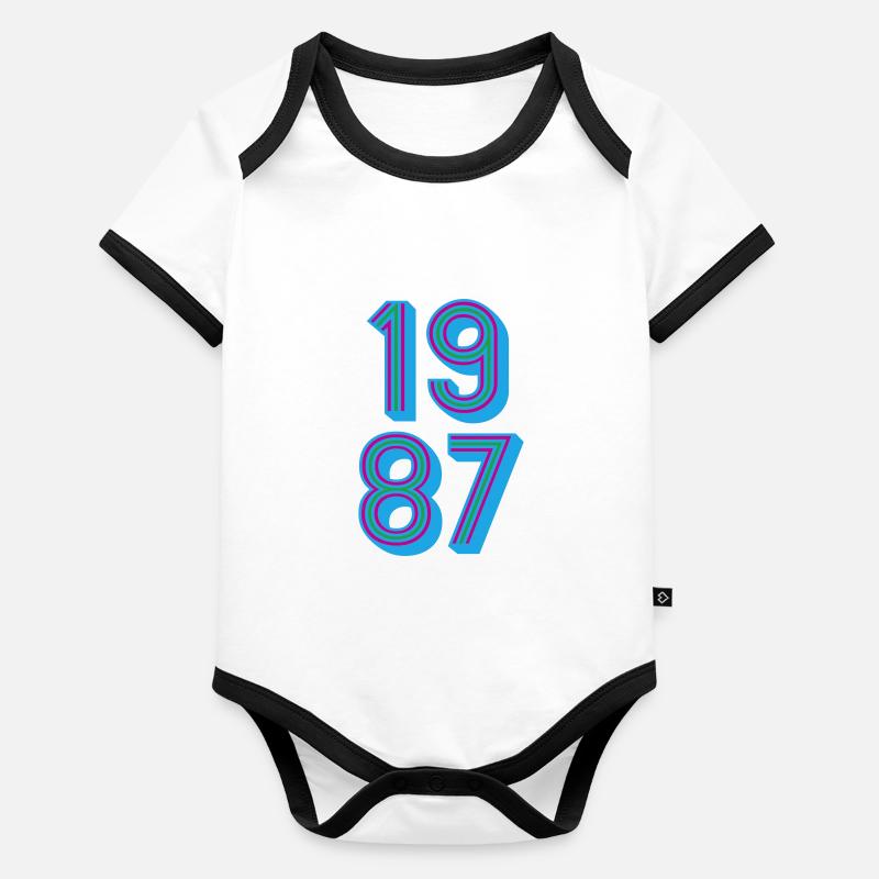 1987 Année de naissance | Couleurs changeantes Body Bébé bio contrasté manches courtes