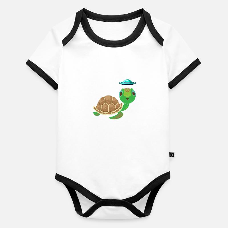 Alien, UFO and Turtle: Adventurous Organic Baby Contrasting Bodysuit