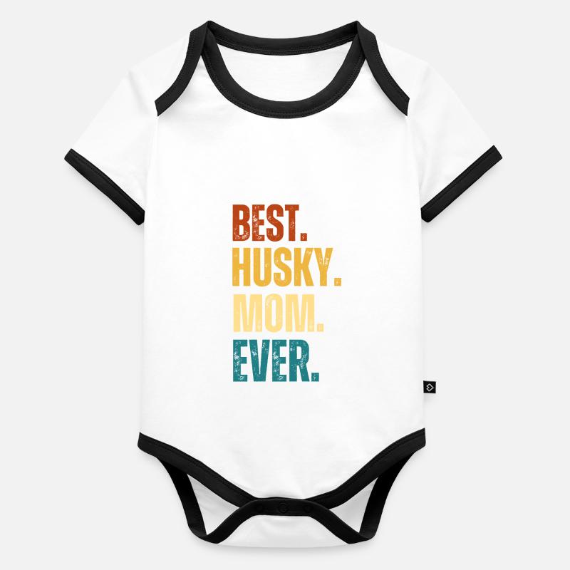 Beste Husky Mama Muttertag Geschenk Retro Husky Baby Bio-Kurzarm-Kontrastbody