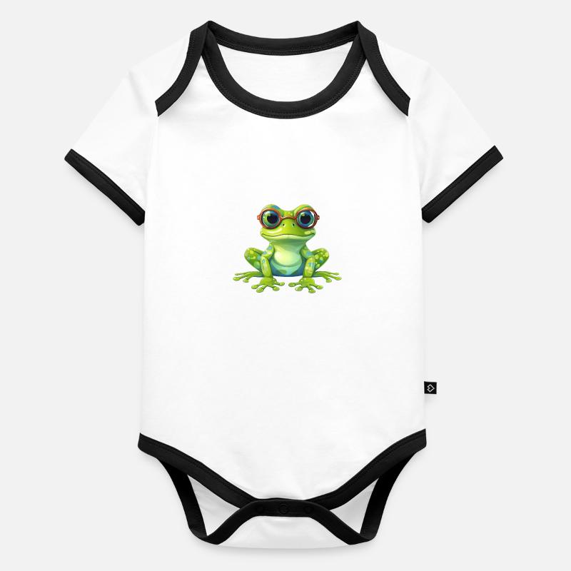 Nerd frog with glasses Organic Baby Contrasting Bodysuit