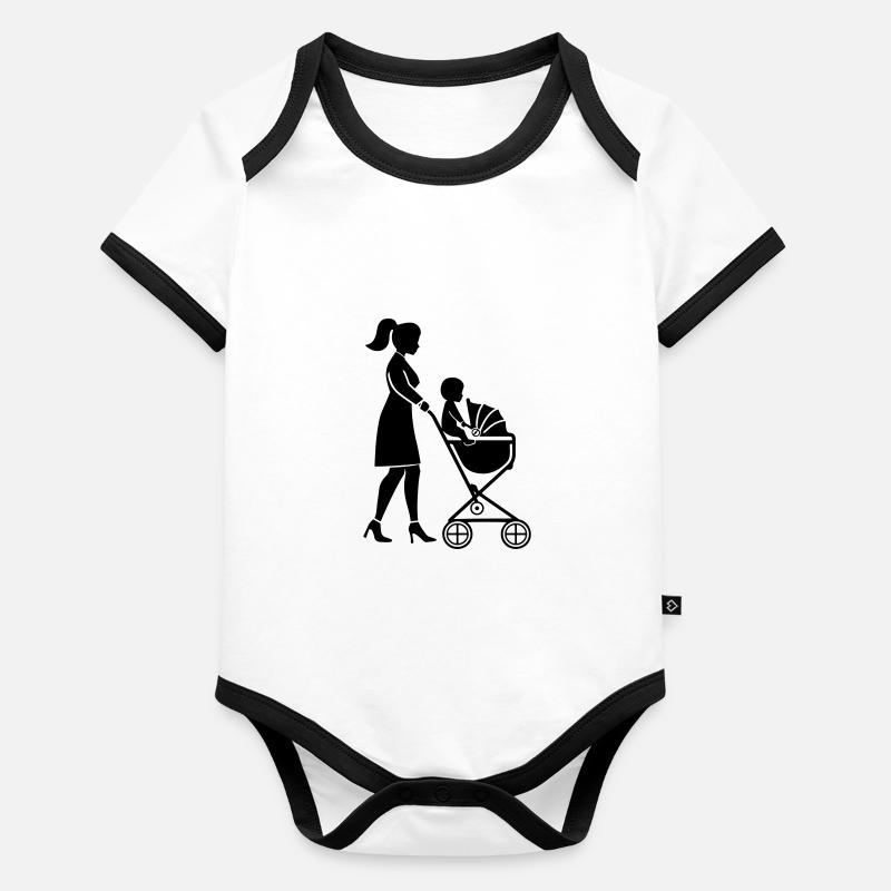 Maman poussette bébé Body Bébé bio contrasté manches courtes