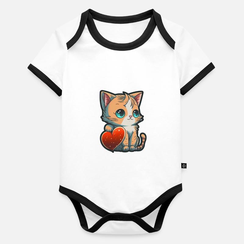 Liebe Katze Baby Bio-Kurzarm-Kontrastbody