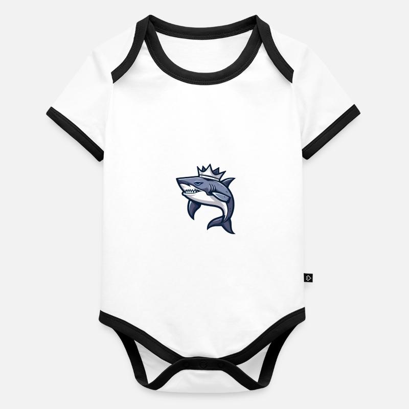 Couronne de bande dessinée requin Body Bébé bio contrasté manches courtes