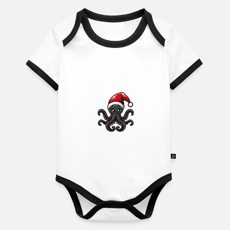 Noël de poulpe Body Bébé bio contrasté manches courtes