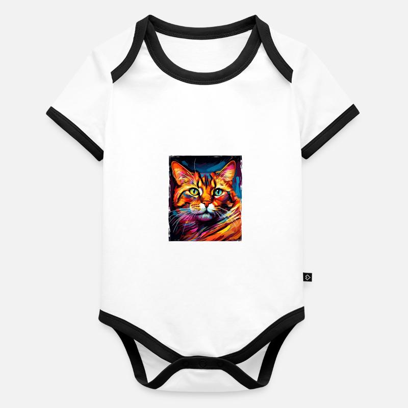 Cat Portrait Organic Baby Contrasting Bodysuit